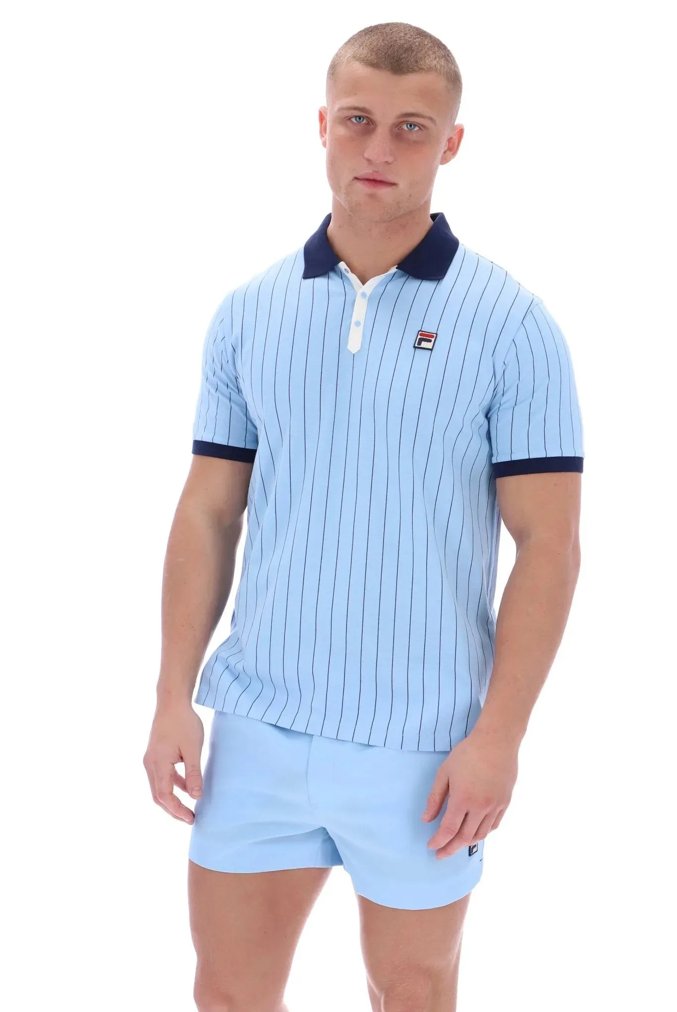 Fila BB1 Classic Vintage Striped Polo In Bell/Fila Navy