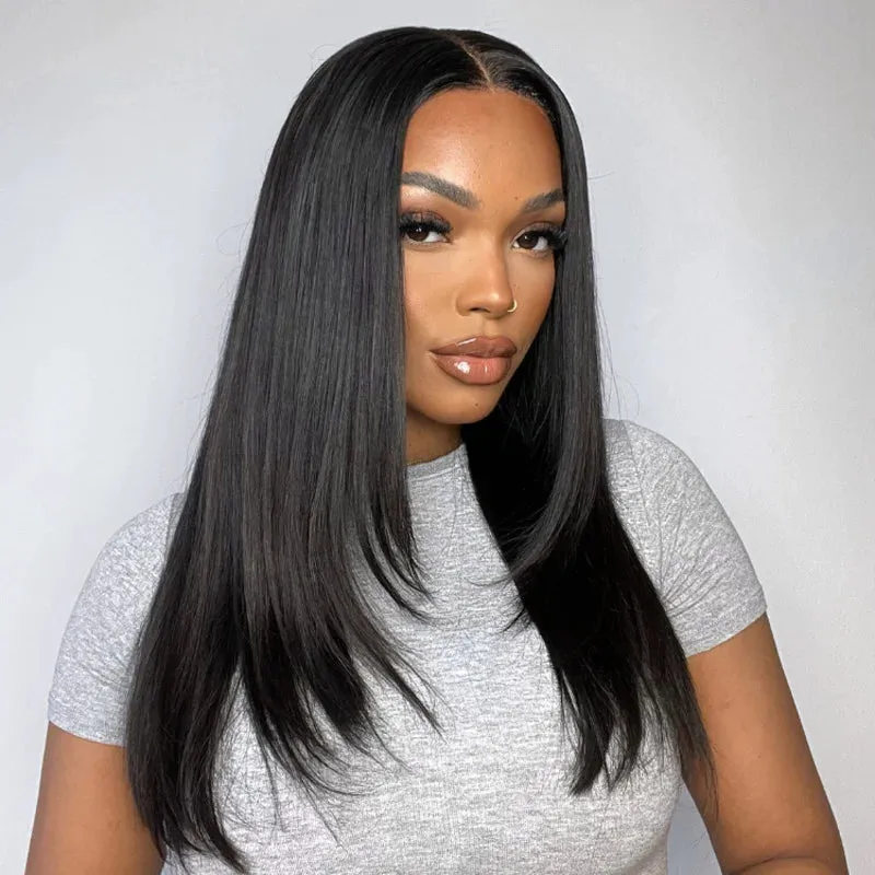 Flash Sale Trendy Layered Cut 13x4 Lace Frontal Straight Wig Butterfly Haircut 100% Human Hair