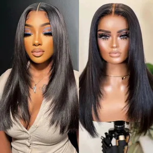 Flash Sale Trendy Layered Cut 13x4 Lace Frontal Straight Wig Butterfly Haircut 100% Human Hair