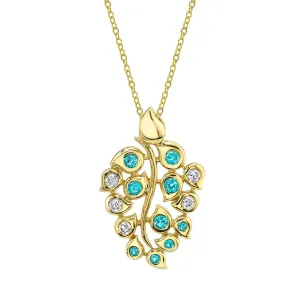 Floral Magic - 18K Yellow Gold Natural Paraiba Tourmaline Pendant