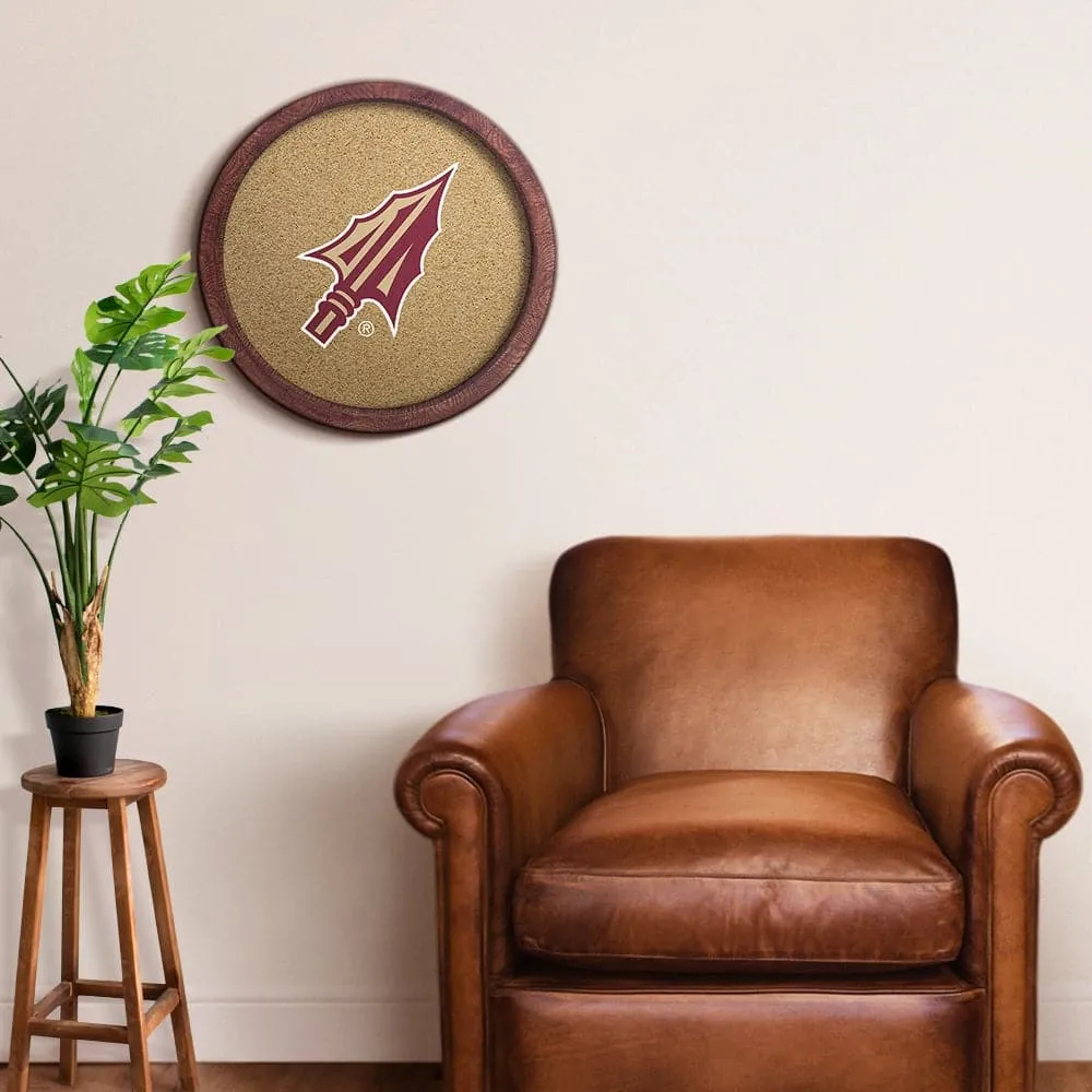 Florida State Seminoles: Arrowhead - "Faux" Barrel Framed Cork Board