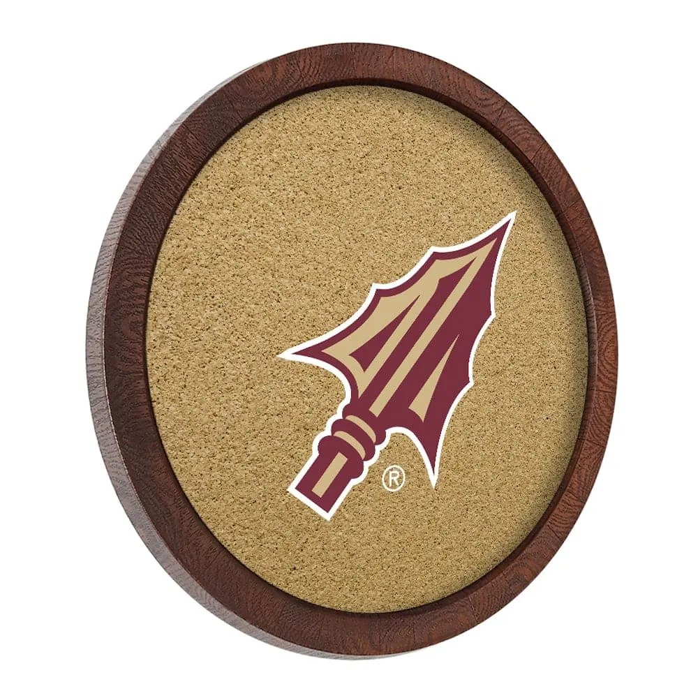 Florida State Seminoles: Arrowhead - "Faux" Barrel Framed Cork Board