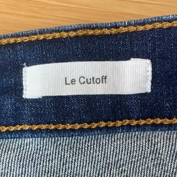 Frame Denim Blue Le Cutoff Frayed Hem Dark Wash Comfy Stretch Jean Shorts Small