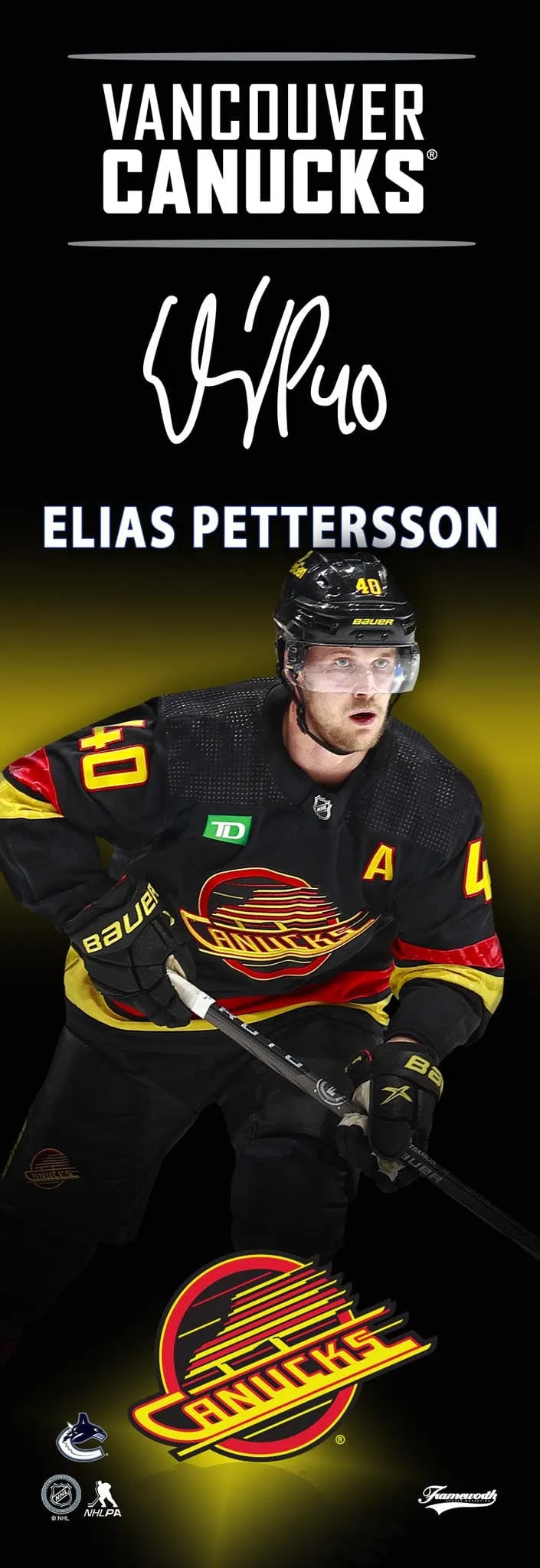 Frameworth Sports NHL Player Plaque - Elias Pettersson Third Skate