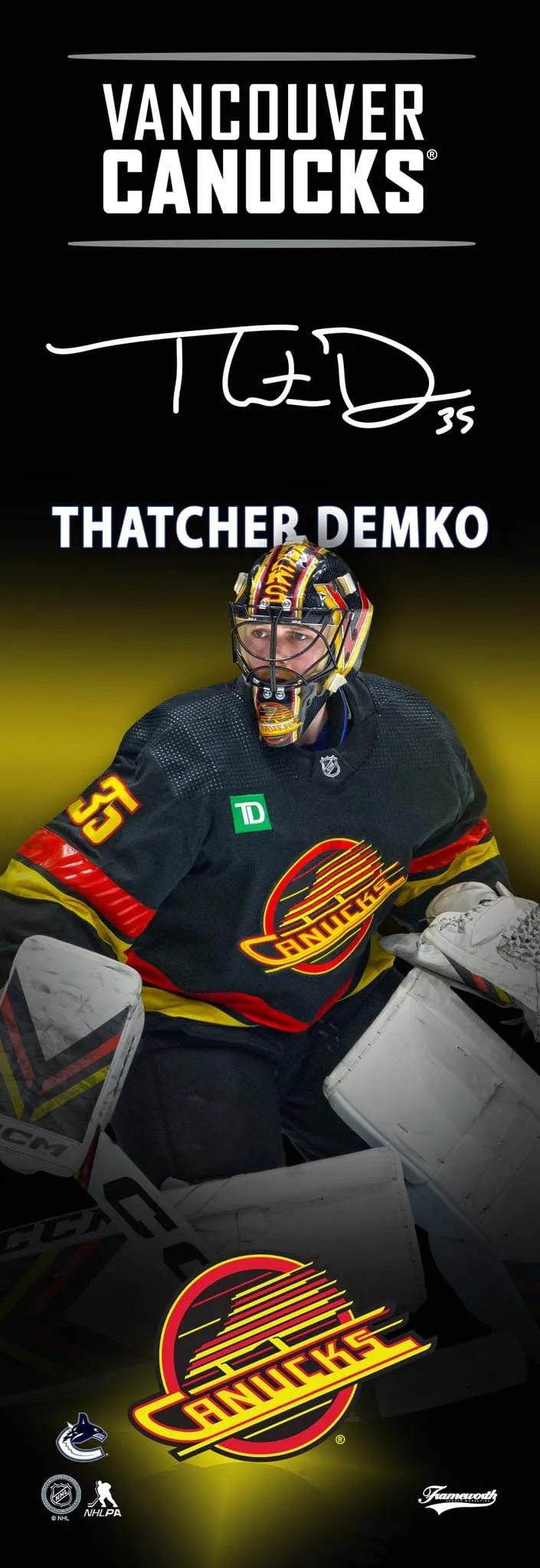 Frameworth Sports NHL Player Plaque - Thatcher Demko Third Skate