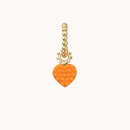 GAYA Joaillerie Mini Heart Earring Enamelled Charm Orange