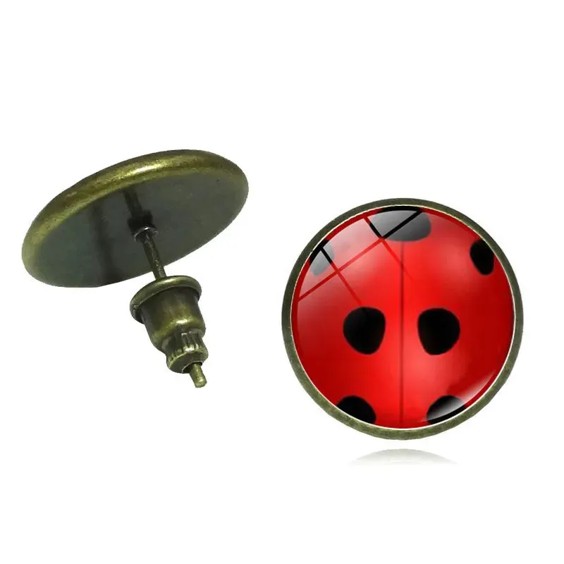 Glass Ladybug Earrings, Cute Gem Bug Stud Earrings for Women/Men/Kids Birthday/Christmas/Holiday Gift for Her/Him