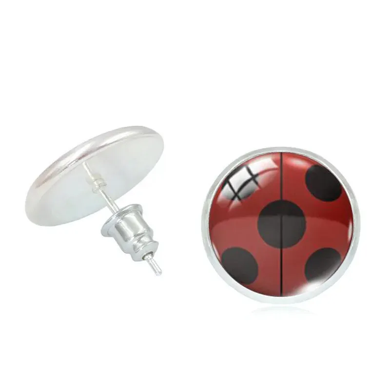 Glass Ladybug Earrings, Cute Gem Bug Stud Earrings for Women/Men/Kids Birthday/Christmas/Holiday Gift for Her/Him