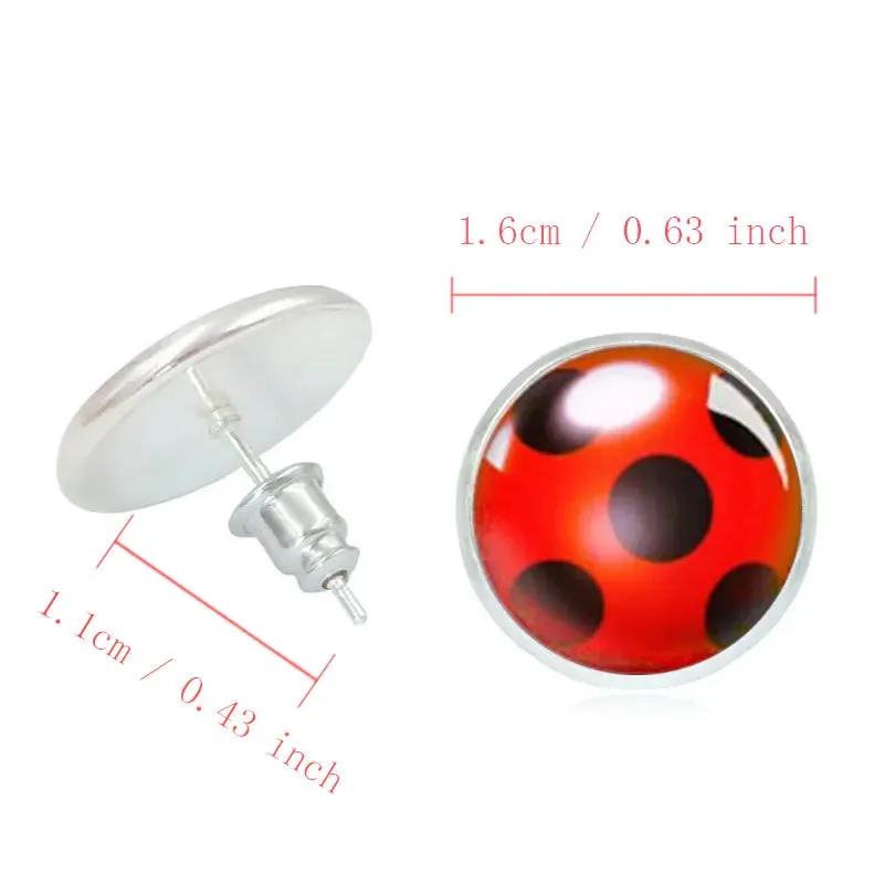 Glass Ladybug Earrings, Cute Gem Bug Stud Earrings for Women/Men/Kids Birthday/Christmas/Holiday Gift for Her/Him