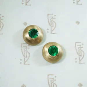 Gold Dome Emerald Statement Studs