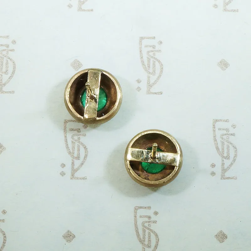 Gold Dome Emerald Statement Studs