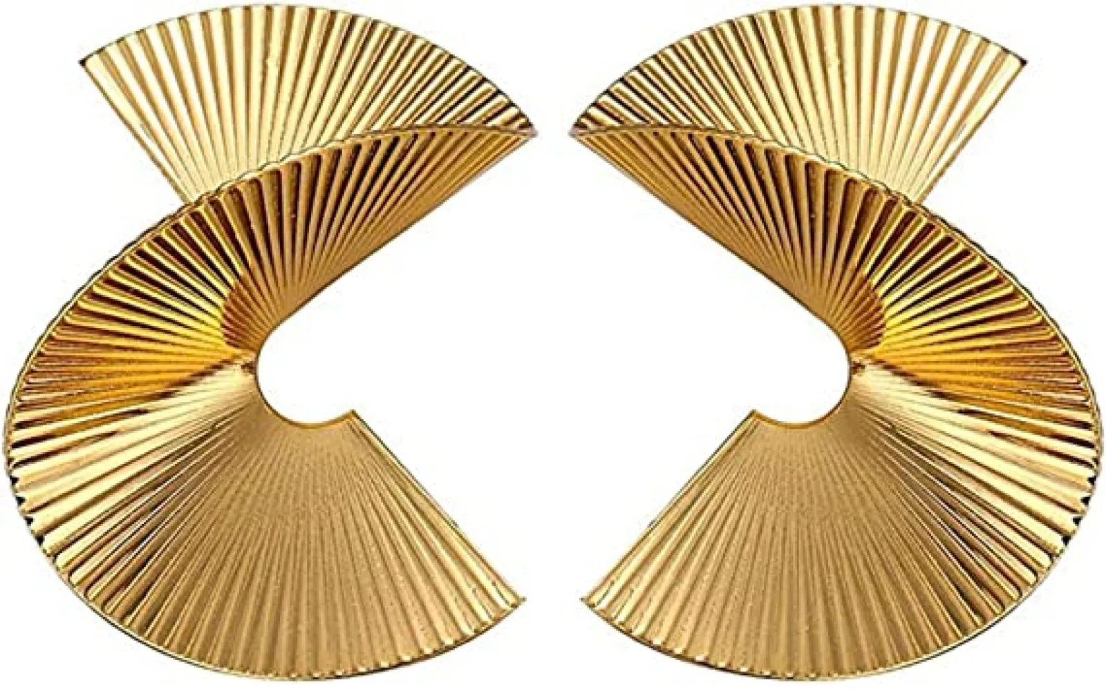 Gold Geometric Earrings Exaggerated Statement Earrings Punk Stylish Sectored Twisted Earring Jewelry for Women and Girls Earrings 00001
