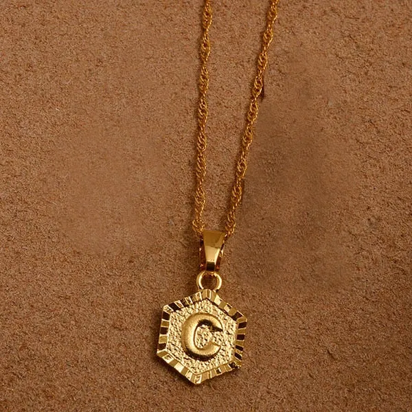 Gold Initial Pendant Necklace