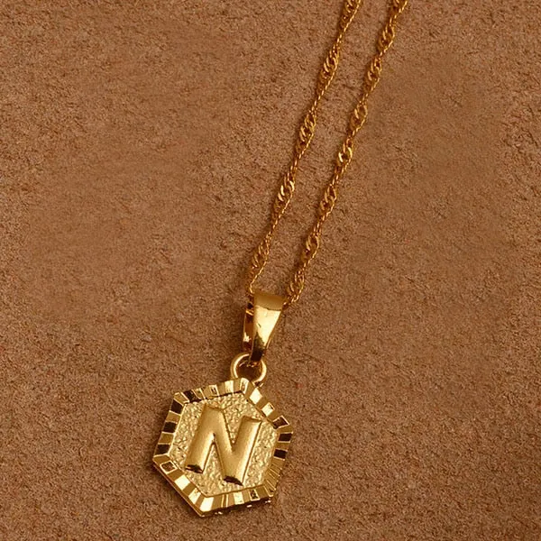 Gold Initial Pendant Necklace