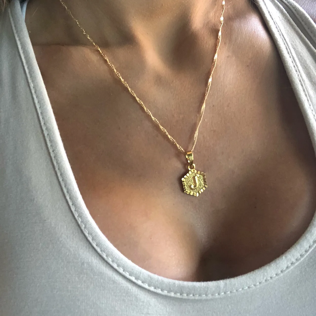 Gold Initial Pendant Necklace