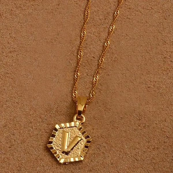 Gold Initial Pendant Necklace
