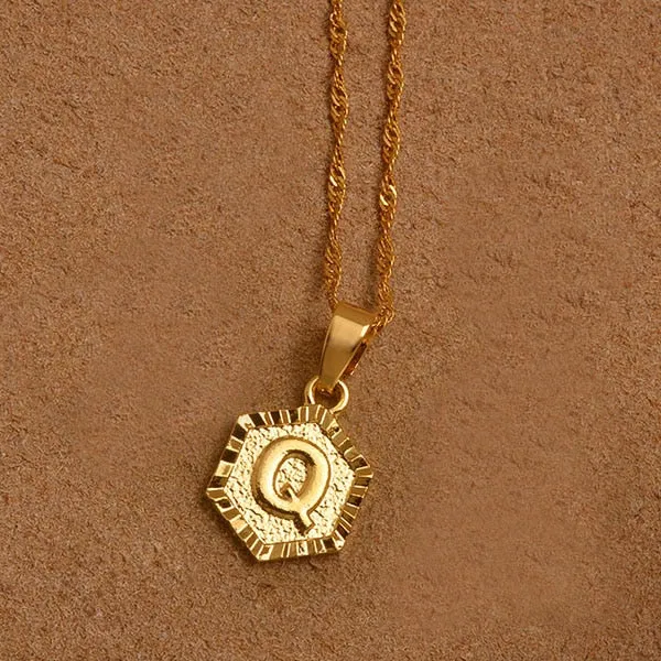 Gold Initial Pendant Necklace