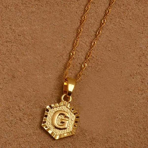 Gold Initial Pendant Necklace