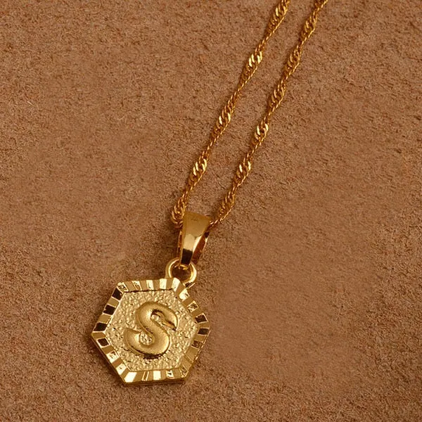 Gold Initial Pendant Necklace