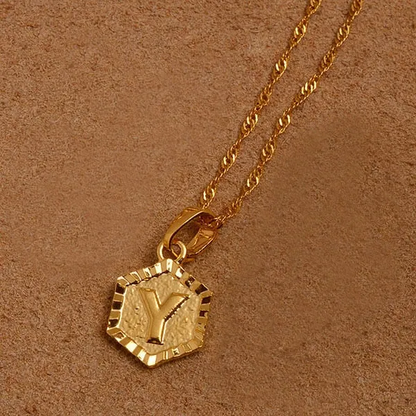 Gold Initial Pendant Necklace