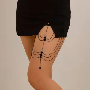 Gothic Layered Sequin Charm Elastic Thigh Leg Chain