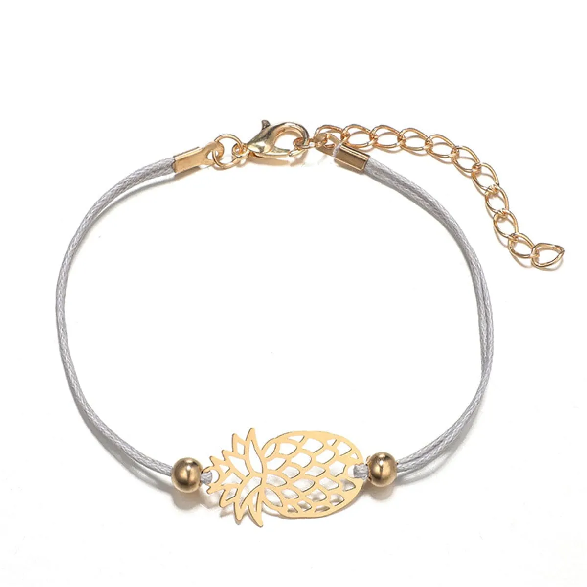 Gray Turquoise & 18K Gold-Plated Pineapple Bracelet Set