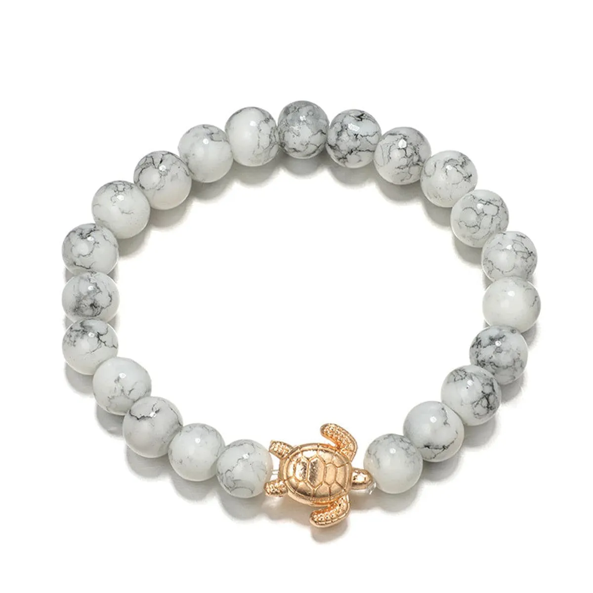 Gray Turquoise & 18K Gold-Plated Pineapple Bracelet Set
