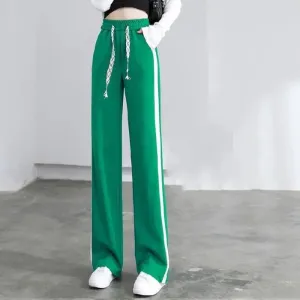 Green Contrast White Striped Jogger