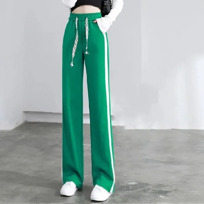 Green Contrast White Striped Jogger
