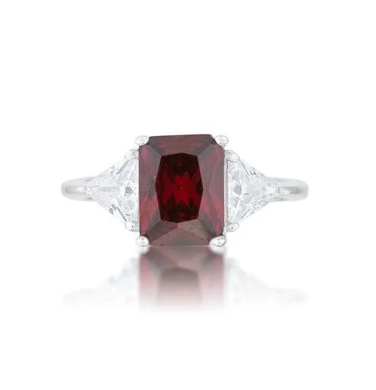 Gretchen 3ct Garnet Red Radiant CZ Engagement Ring | 4.5ct