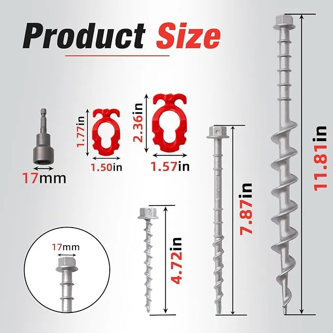 Ground Anchors Non-Rust Cast Aluminum Heavy Duty Tent Anchors for Swing Set Anchors Screw in kit for Securing Animals, Tents, Canopies, Sheds, Car Ports, Swing Sets Outdoors(Big)