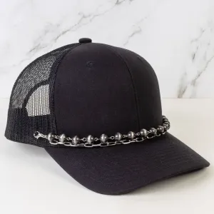 HA003 - Western Beaded Trucker Hat Chain - Silver