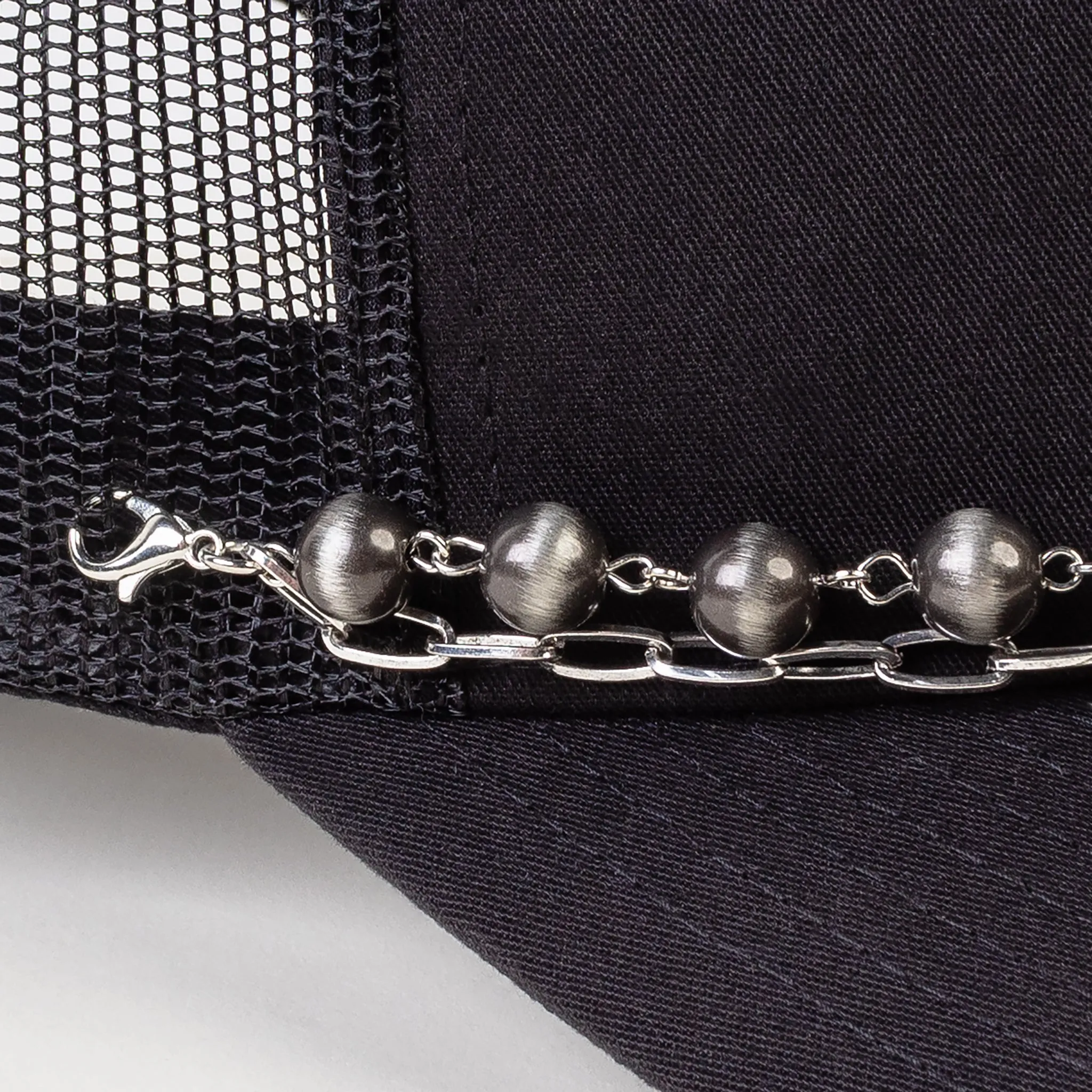 HA003 - Western Beaded Trucker Hat Chain - Silver