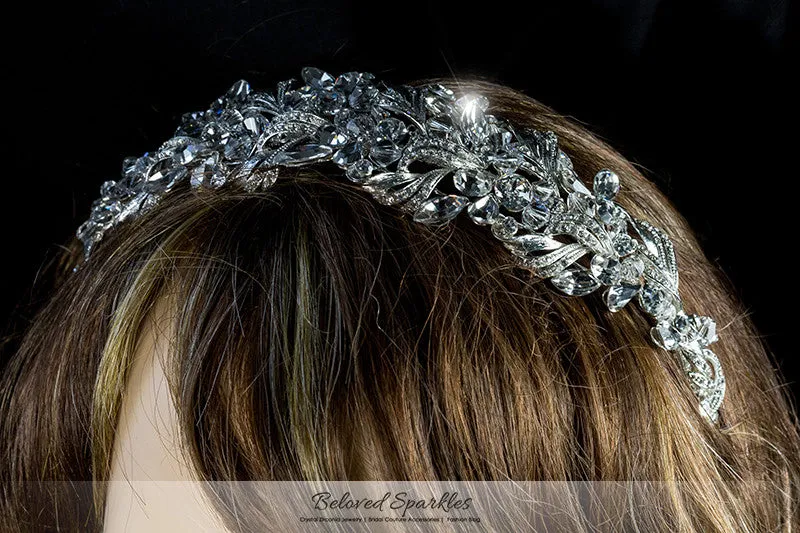 Hasina Ribbon Cluster Statement Silver Headband | Swarovski Crystal