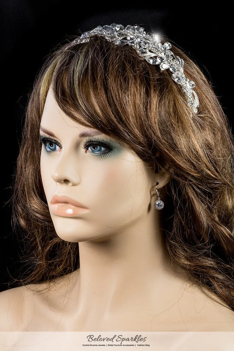 Hasina Ribbon Cluster Statement Silver Headband | Swarovski Crystal