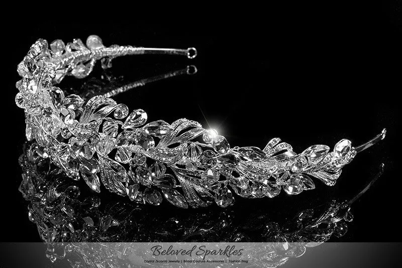 Hasina Ribbon Cluster Statement Silver Headband | Swarovski Crystal