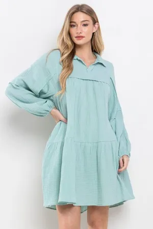 Hazel Blues® |  Ces Femme Johnny Collar Balloon Sleeve Mini Dress