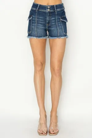 Hazel Blues® |  RISEN Raw Hem Denim Shorts with Pockets