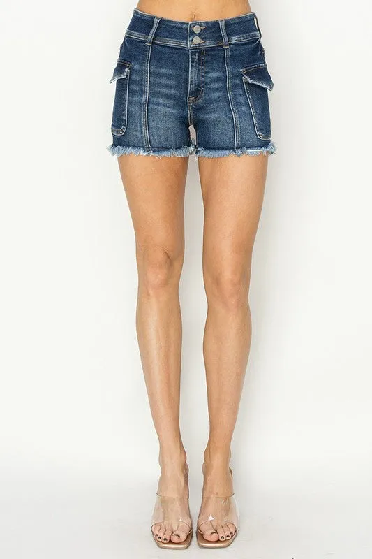 Hazel Blues® |  RISEN Raw Hem Denim Shorts with Pockets