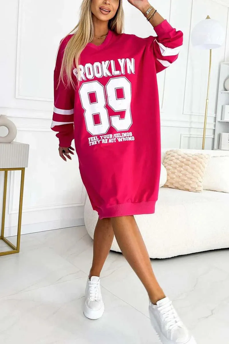 HBS1244 Oversized Off-Shoulder Sweatshirt Dress