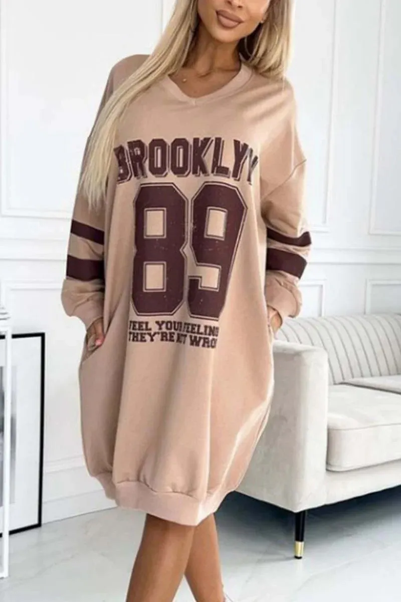 HBS1244 Oversized Off-Shoulder Sweatshirt Dress