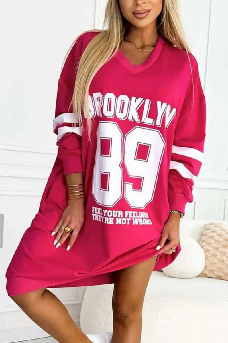 HBS1244 Oversized Off-Shoulder Sweatshirt Dress