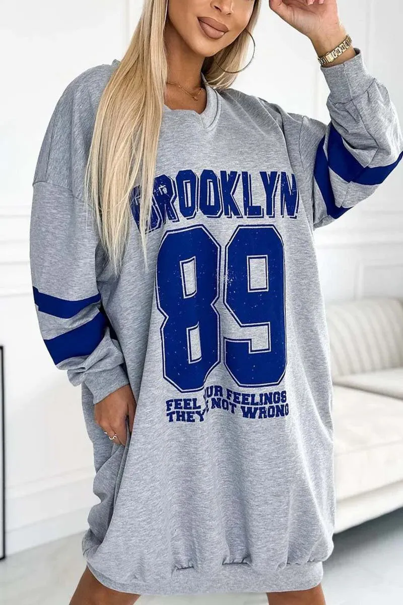 HBS1244 Oversized Off-Shoulder Sweatshirt Dress