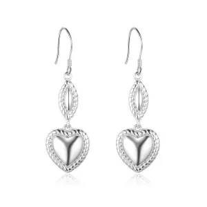 Heart Design Drop Earrings For Women 925 Sterling Silver Party Jewelry Gift For Her