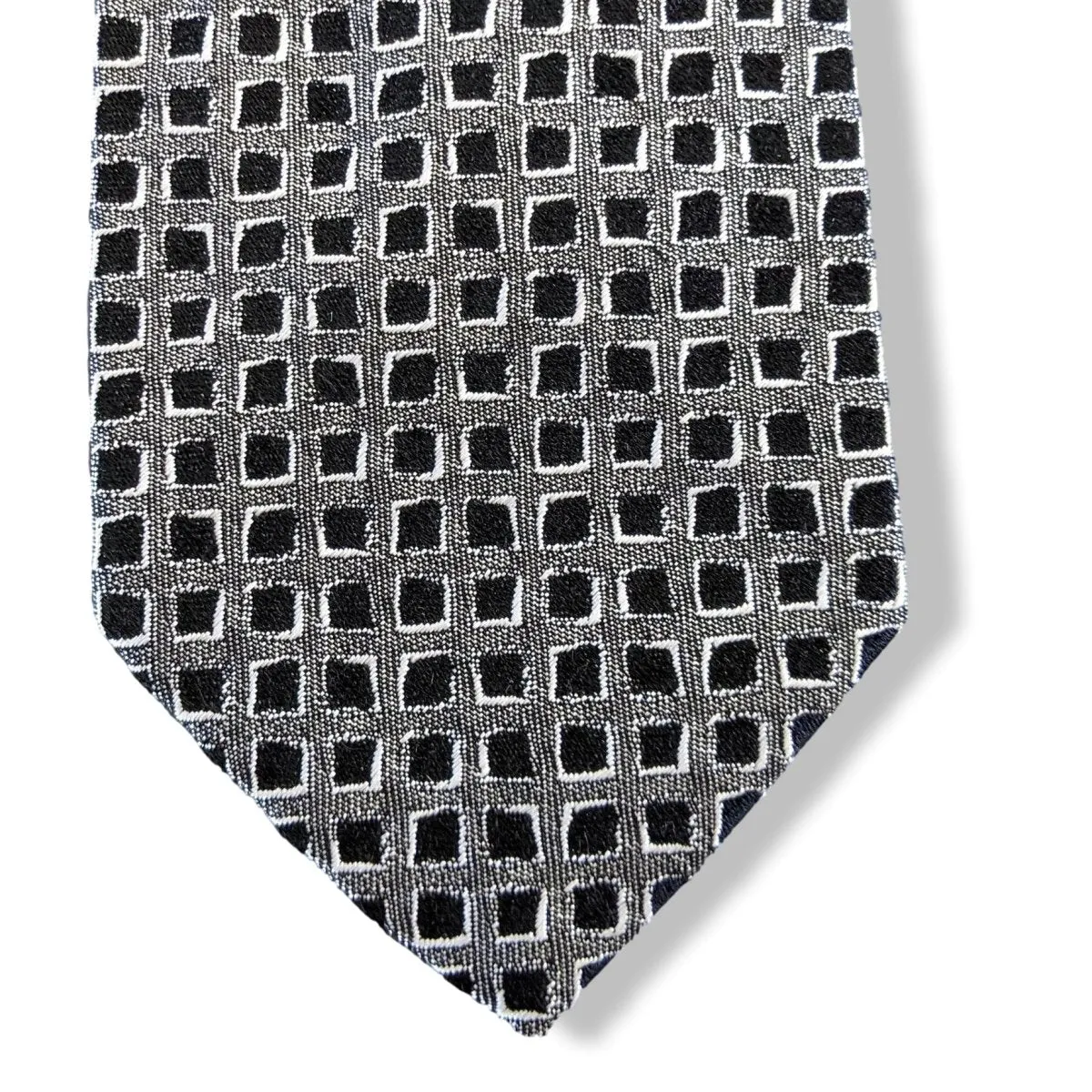 HERMES Vintage 60s Noir/Gris/Blanc SHORT Silk Tie Silk 6,5 cm/2.56" Retro look!
