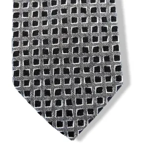 HERMES Vintage 60s Noir/Gris/Blanc SHORT Silk Tie Silk 6,5 cm/2.56" Retro look!