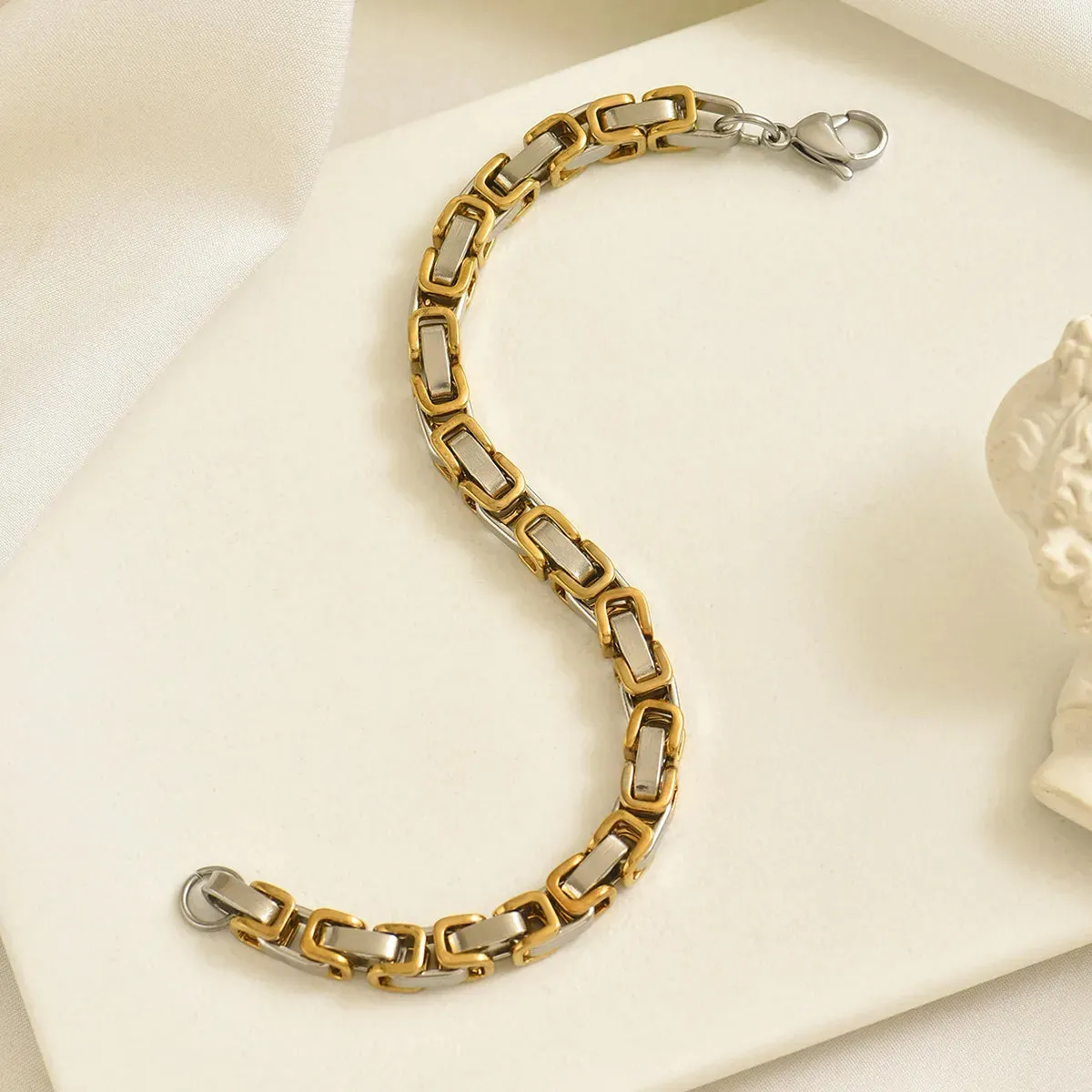 Hip-Hop Streetwear Cool Style Rectangle 304 Stainless Steel 14K Gold Plated Bracelet