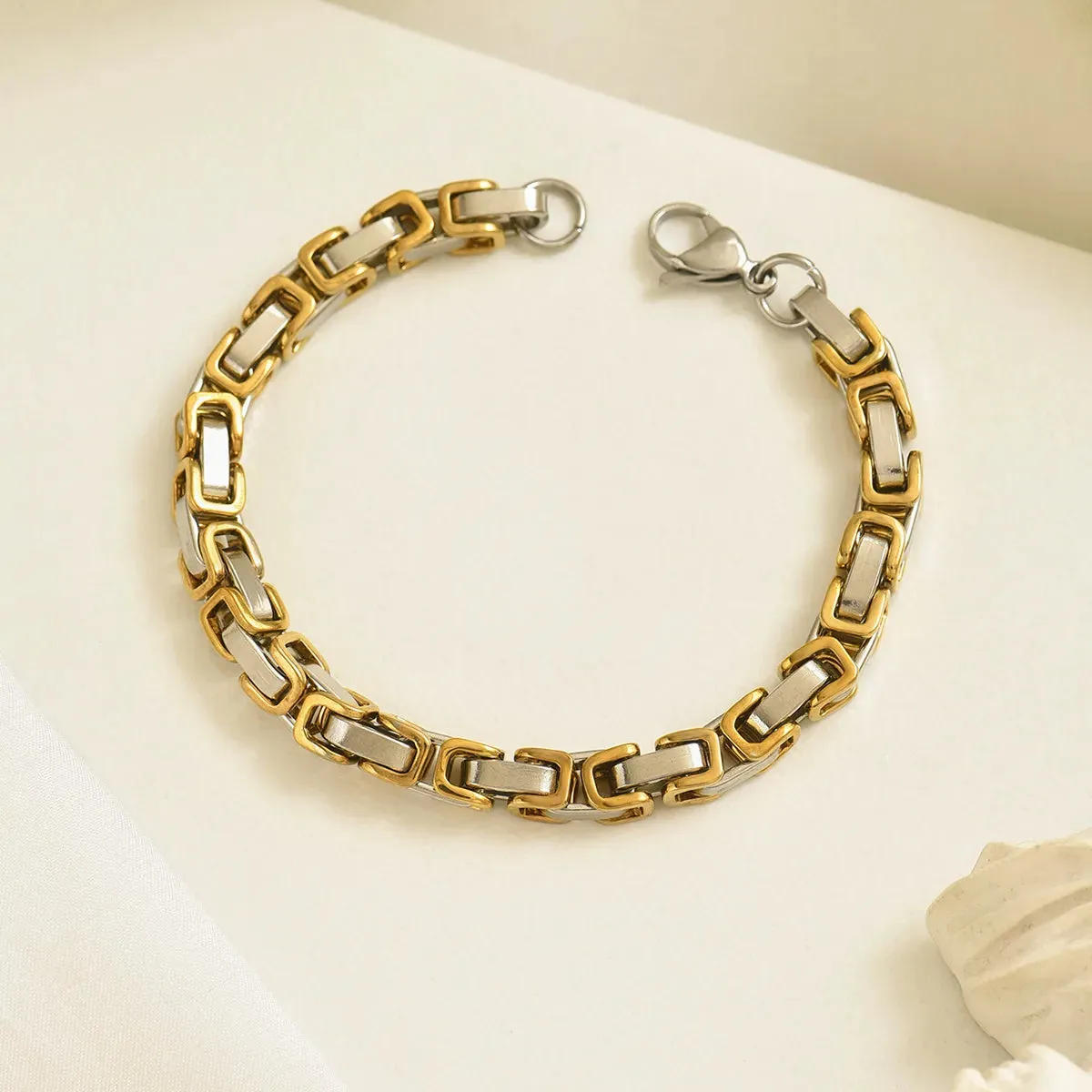 Hip-Hop Streetwear Cool Style Rectangle 304 Stainless Steel 14K Gold Plated Bracelet