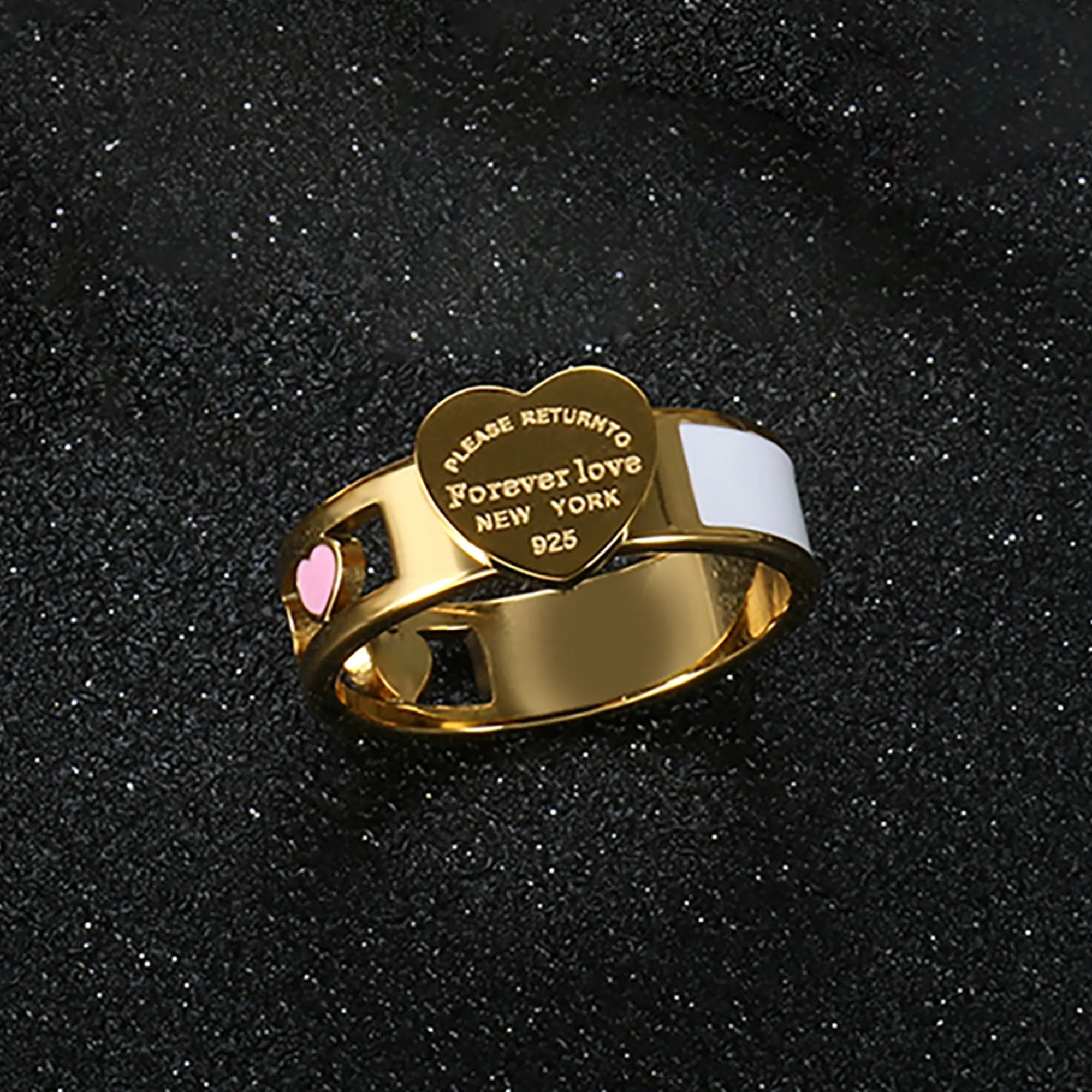 Hollow Colorful Enamel Heart Ring