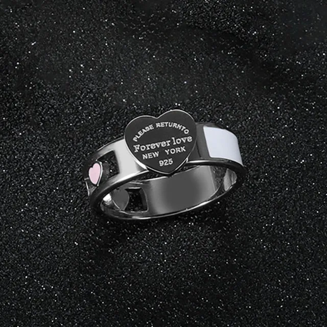 Hollow Colorful Enamel Heart Ring